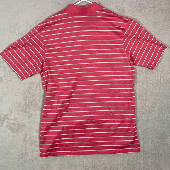 Peter Millar Striped Cotton Polo Golf Short Sleeve Shirt Mens Large Pink White - Picture 2 of 5